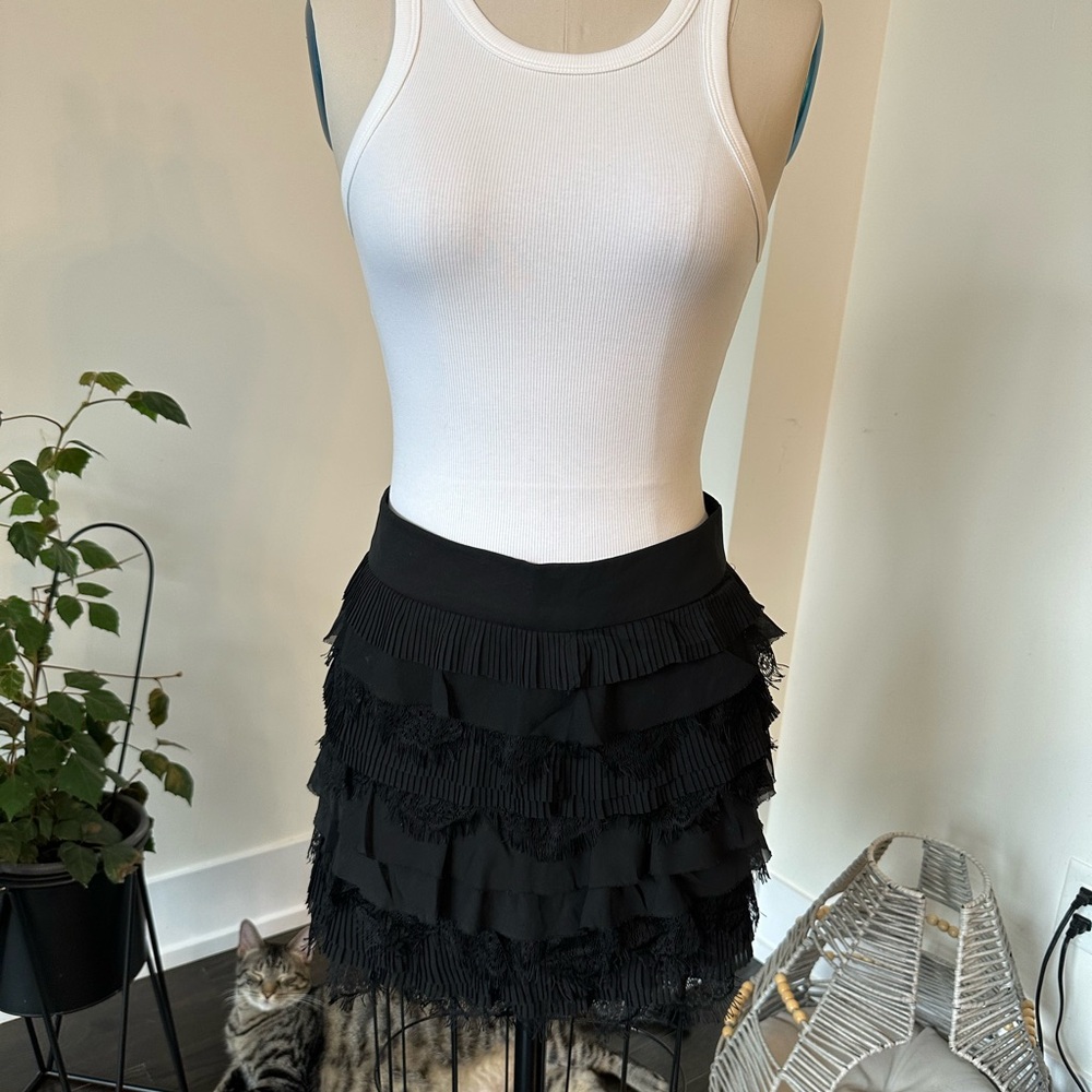 Marciano Black Ruffled Mini Skirt Night Out